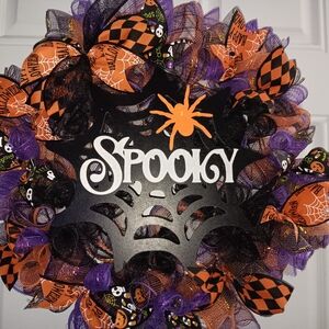 Spooky Halloween Wreath with Spider and Web Design